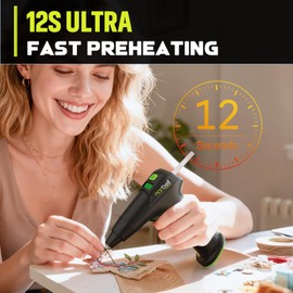 Hot Glue Gun and Sticks Set, 12s Fast Preheating Auto Shut-Off Anti-Drip Nozzle Glue Gun, Battery Operated Glue Gun with 60pcs Sticks for DIY Projects, Arts Crafts, Home Repairs, Holiday Gifts
