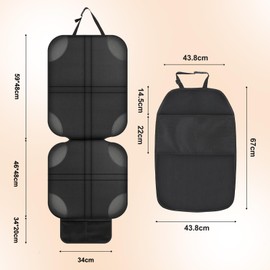 AiQInu 1 x Car Seat Protector for Child Seat Pad and 1 x Backrest Protector Car with Pockets, Waterproof Seat Protector Car Seat Protector for Children and Pets