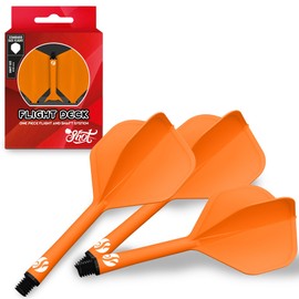 Shot! Darts Flight Deck One Piece Dart Flight and Shaft System, Reduced Deflections, Standard Shaped Flight (350 Micron), Available in Set of 3 (Orange, Inbetween)