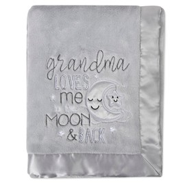 30x40 Fleece Baby Nursery Blanket with Satin Trim for Boys, Girls, and Unknown Gender Baby (Grandma's Love Moon)