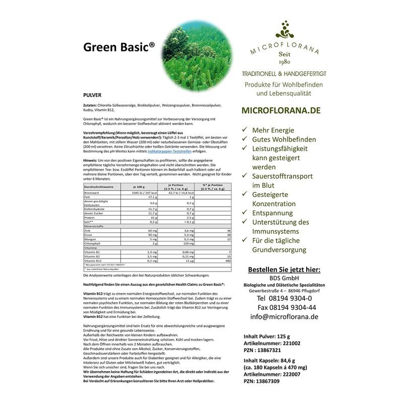 Green Basic® - Unterstütz den Stoffwechsel und den Sauerstofftransport -