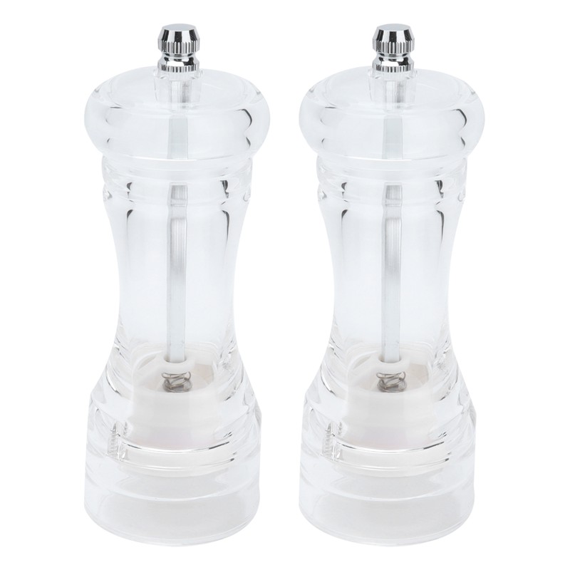 2Pcs Acrylic Manual Grinder Transparent Pepper Salt Mill Spice Jar