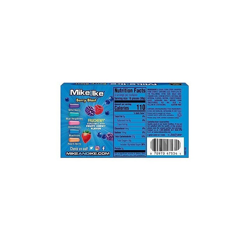 Just Born Mike and Ike Candy, Berry Blast, 4.25oz Theater