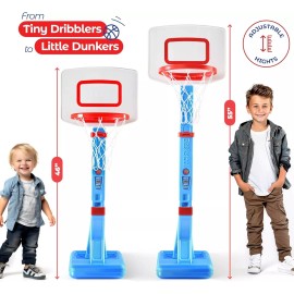 PLAY22 Toddler Basketball Hoop, Height Adjustable Baby Basketball  Hoop Set