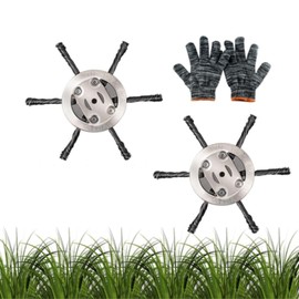 Steel Wire Grass Trimmer Head, 6 Inch Universal Solid Steel Wire Brush Strimmer Head, Heavy Duty Steel Wire Grass Trimmer Head,Rotating Trimmer Tools for Lawn, Garden, Moss (6 Head (2PCS))