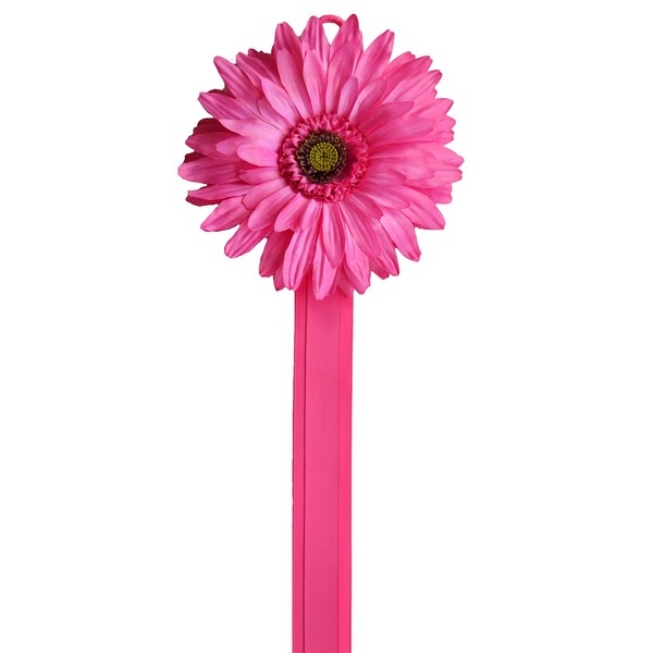 Hanging Hair Clip and Hair Bow Holder with 7 Inch BLOOMING DAISY By Funny Girl Designs 3 FEET LONG (Solid Hot Pink)