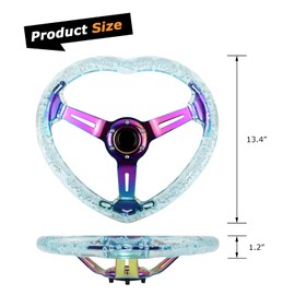 VOONKE Universal Racing/Golf Steering Wheel, 13.8" 6 Bolts Grip Acrylic Love Steering Wheel For Club Car EZGO RXV & TXT, Yamaha, Precedent Tempo, DS,for Race/Rally/Motorsport/Car(blue)