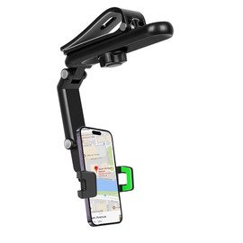 UHANBUT 360° Rotatable Car Sun Visor Phone Holder, Portable Retractable Automotive Cell Phone Mount, Universal Vehicle Visor Electronic Device Holder (Green)