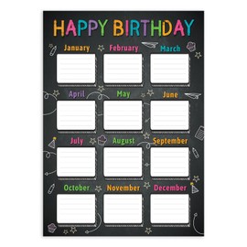 JUESMOS Chalkboard Happy Birthday Chart Poster for Classroom Decorations - Birthday Calendar Class Birthday Chart Posters for Bulletin Board decorations Back To School Teacher Supplies