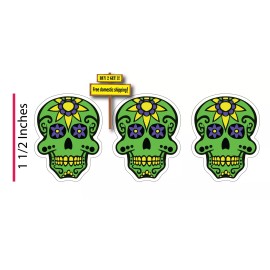 Oracal DOD Day of the Dead (1 Pack-3 Decals) Sugar Skull Hot Green Vinyl Sticker DOD 11