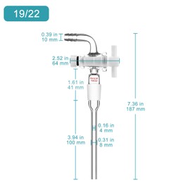 stonylab Vacuum PTFE Flow Control Adapter with Hose Connections, Designed for Rotary Evaporators, Laboratory Supply for Flow Controlled Application and Distillation, 19/22 Joint