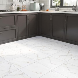 FunStick Pink White Marble Peel and Stick Floor Tile Bathroom Floor Tiles Peel and Stick Flooring Waterproof Vinyl Flooring Self Adhesive Floor Tiles for Kitchen Laminate Flooring Tiles 12"x12" 5 Pack