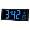 AcuRite 75152M Oversized Blue LED Clock with Indoor Temperature, Date