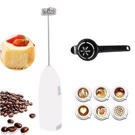 Espumador de Leche Eléctrico de Mano con Separador de Yema de Huevo,Batidor Electrico De Mano,Mini Licuadora de Café Eléctrica,Batidora de Espuma de Leche de Acero Inoxidable, Batidora de Huevos