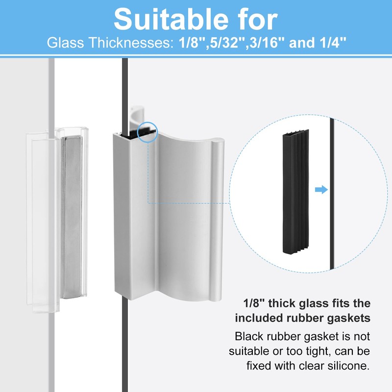 VYH 3-3/4" Aluminum Frameless Shower Door Handle with Metal Strike,