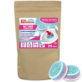 Pastaclean Toilet Cleaner Tabs (25 Pieces) Extra Strong Toilet Cleaner for Toilets, Cistern and Urinals - With Active Bubble Formula, Removes Limescale, Deposits, Urine Stone & Odours