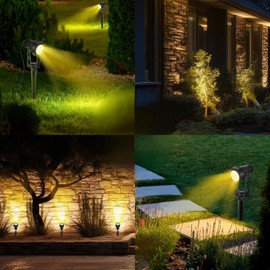 HUAEU Garden Lighting, 3 Metres, 2-in-1 LED Floor Spotlight, Outdoor Warm White, 3000 K, 12 V, IP65 Waterproof Garden Lamp with Plug, Path Lighting for Patio, Party, Outdoor, Garden
