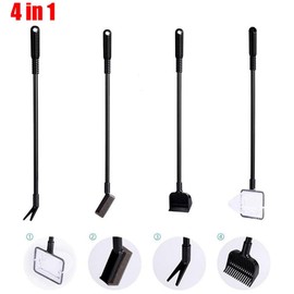 SEIWEI 4 in 1 Aquarium Cleaning Kit, Aquarium Tool Set with Gravel Rake, Plant Fork, Sponge Brush, Fishing Net