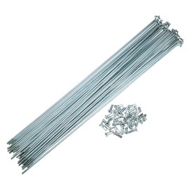 X AUTOHAUX 36 Pcs 14G J Bend 266mm x 2mm Bike Bicycle Spokes with Nipples Steel Silver Tone