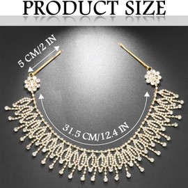 NAISKA Gold Crystal Rhinestone Headband 1920s Crystal Forehead Headpieces Pendant Jewelry Wedding Bridal Head Chain Headband Hair Pins Belly Dance Party Vintage Hair Accessories for Women and Girls