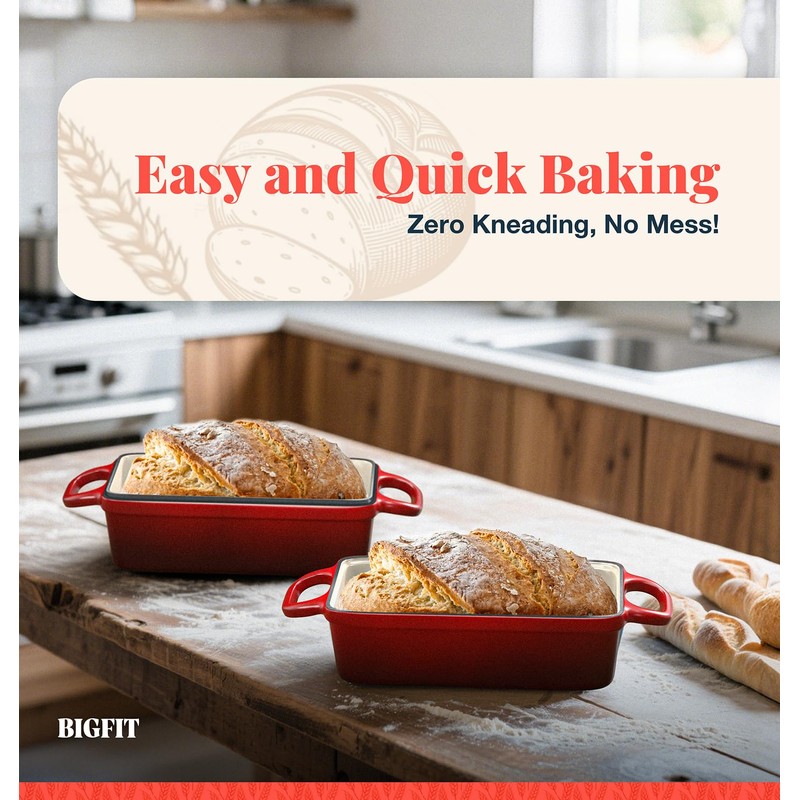 2 IN 1 Cast Iron Bread Loaf Pan with Lid,