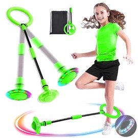 Swing Wheel with Light Wheel, Children's Flashing Jump Ring, Children's Flashing Jump Ring, Foot Gyro, Jumping Ball Flashing, Foldable Flash Jumping Ball (Green/1 Piece)