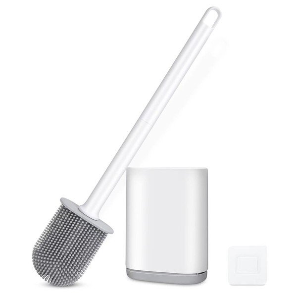 GAXMNS GAXMNS Silicone Toilet Brush and Holder Bendable Efficient Cleaning