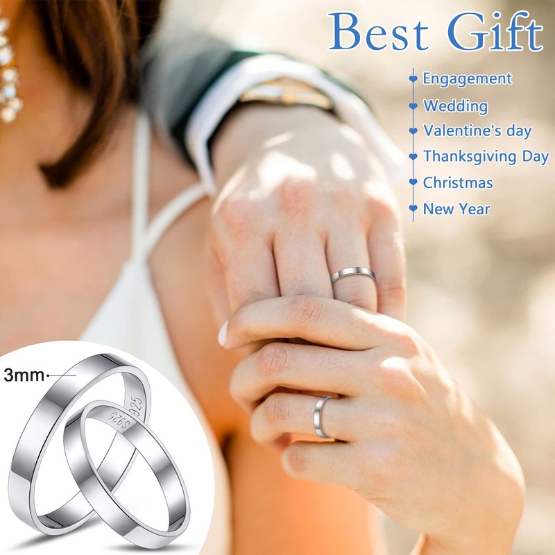 Couples Ring High Polishing Glossy Band 3mm Stackable Thin Rings