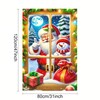 BlissYard Christmas Window Banner 31x47 Inch Santa Snowman Window Cover