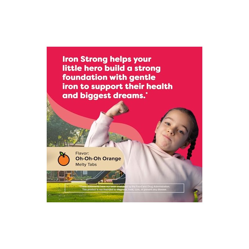 Renzo Iron Strong Suplemento Hierro Niños Vitamina Sabor Naranja Tabletas