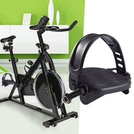 Generic Exercise Bike Pedals with Straps Indoor Cycling Parts Replacement Fixed Gear Bike Pedals Fitness Equipment Accessories, Stationary Bike Pedal - Long 14mm Spindle