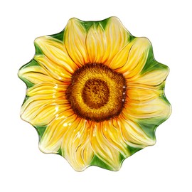 Evergreen 18" Hand Painted and Embossed Shaped Bird Bath, Sunflower