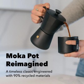 MiiR, New Standard Moka Pot, 10 oz Stovetop Espresso Maker, Stainless Steel, Double-Wall Vacuum Insulated, Black, 10oz