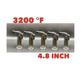 butane refillable torch lighter jet flame adjustable wind proof 3200 °F  4.8INCH - 10 packs torch