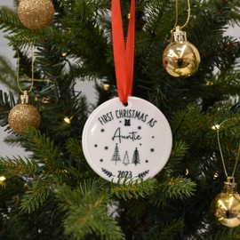 First Christmas As Auntie, Christmas Ornament, Xmas Bauble Decoration, New Aunty Gift