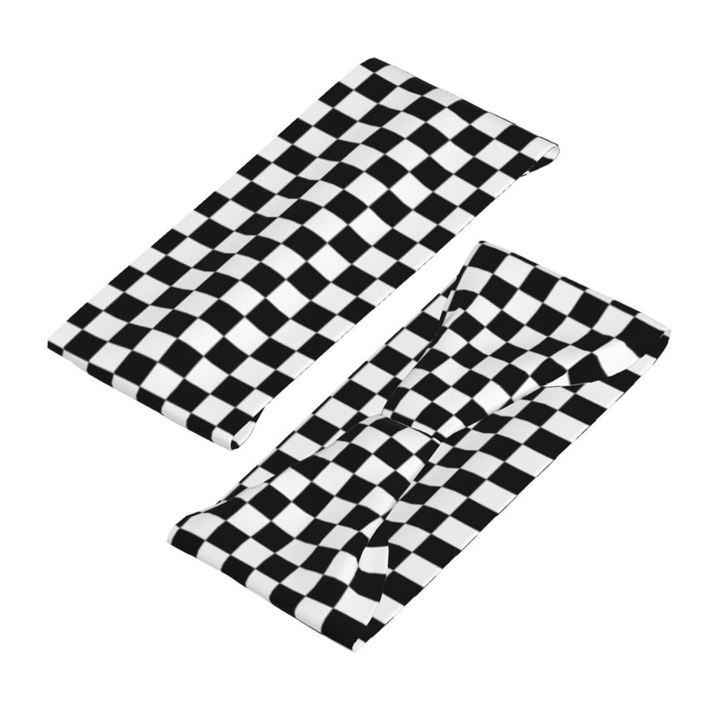 Black and White Headbands Plaid Checkered Sweatband Fashion Summer Hair