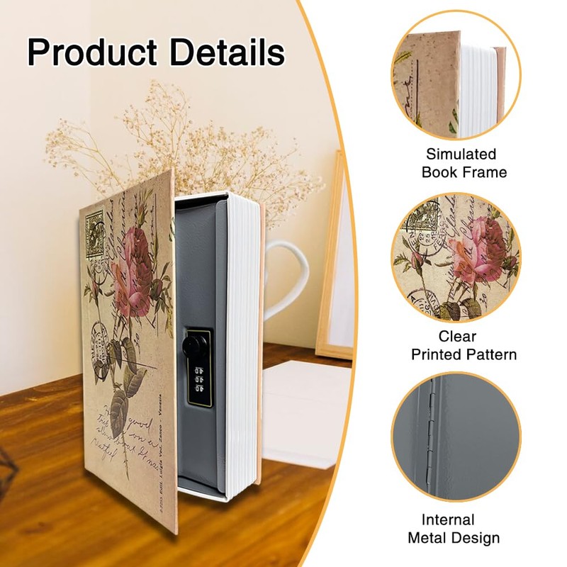 Golgner Book Safe with Combination Lock, Book Safe Safe, Secret