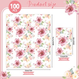 100 PCS Floral Paper Napkins Watercolor Flower Guest Napkins 3-Ply Disposable Dinner Napkins Decorative Paper Hand Towels for Wedding Bridal Baby Shower Tea Party Birthday, 4.3 x 7.9 Inch