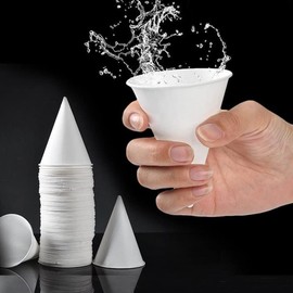 100 Count White Paper Cone Cups,5oz Snow Cone Cups for Shaved Ice、as Smoothie Cups、Office Water Cups