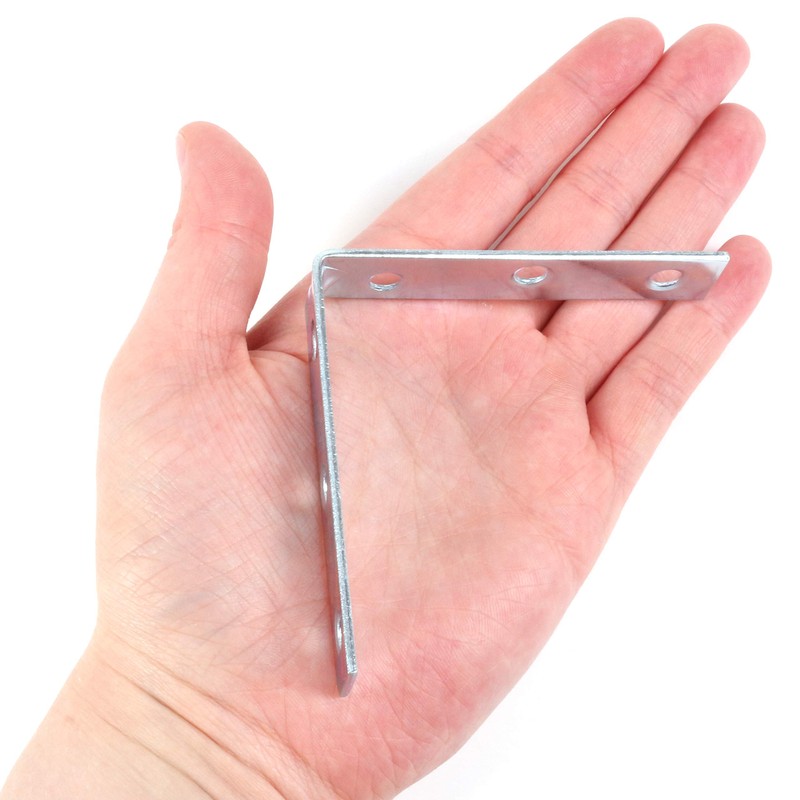 10x Steel Corner Brackets 75mm (3") Zinc Flat Wood Right