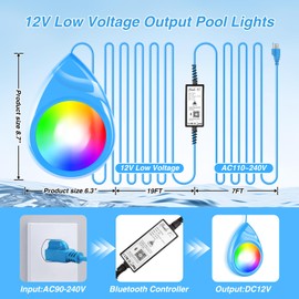 HUADEEC LED Pool Lights for Above Ground Pools with Smart App Control,10W RGB Dimmable Underwater Submersible Lights,IP68 Waterproof Color Changing 12V Magnetic Pool Lights with 26ft Cord