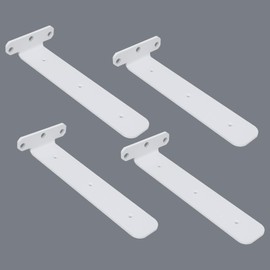 Alise Floating Shelf Brackets, 4 Pcs 90° L Brackets Heavy Duty for Wood, 10in White Brackets for Wall Hidden Shelves, Metal Shelving Supports for Home, Garden, Office and DIY