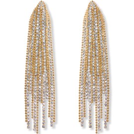 Humble Chic Pendientes largos de diamantes de imitación para mujer, aretes colgantes con circonita cúbica, hipoalergénicos y seguros para orejas sensibles, Diamante de imitación, no aplica,