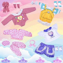 Baby Doll Clothes Compatible with Baby New Born Clothes 12-14 Inch Doll, Doll Clothes for 30-35cm Outfits Sweet Baby Doll Outfits ，Four-piece set to fulfill your desires(Not Include Doll)