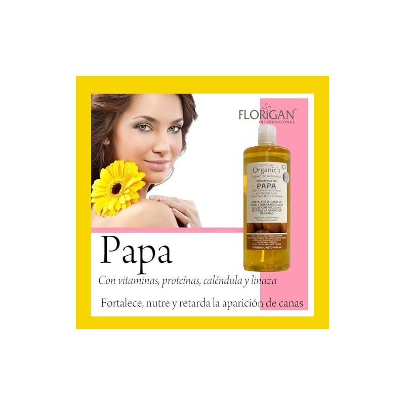 FLORIGAN Shampoo Fortalecedor de PAPA con Vitaminas y Proteínas 1lt.