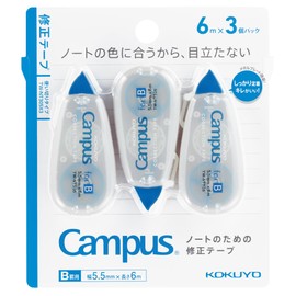 KOKUYO TW-NT305X3 Correction Tape for Campus Notes, For B Rule, 19.8 ft (6 m), Blue, Pack of 3