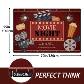 Lacut Movie Area Rugs, Movie Night Home Theater Floor Mat Upgrade Silicone Dot Non-Slip Cinema Sign Area Carpet, Large Vintage Film Rugs for Home Cinema Living Room Bedroom Decor (70" x 55", Movie 1)