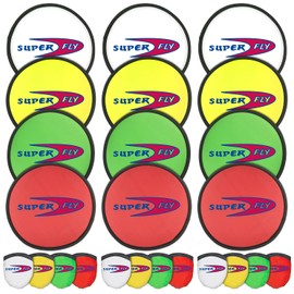 ArtCreativity Folding Pocket Frisbee Set - 12 Pack - Foldable Frisbees for Kids and Adults - Colorful Flying Disc Toys - Fun Birthday Party Favors for Boys and Girls - Summer Outdoor Activity Game