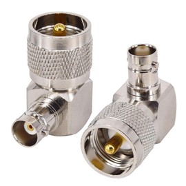 BOOBRIE RF Coaxial Connector UHF PL259 Male to BNC Female Right Angle L Type Wireless Adapter LAN Device Antenna 2 Pack