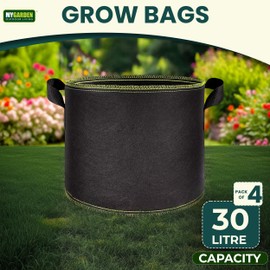 My Garden Grow Bags 30 Litre - Fabric Planter Pots with Handles – 320g Thickened Nonwoven Breathable Growing Bags for Vegetables, Herbs, Flowers, Tomatoes, Potatoes & Fruits (4, 30 Litres)